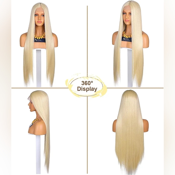 30 Inches Blond Wig Natural Hairline 4.5" Deep Part Transparent Lace - Picture 6 of 7